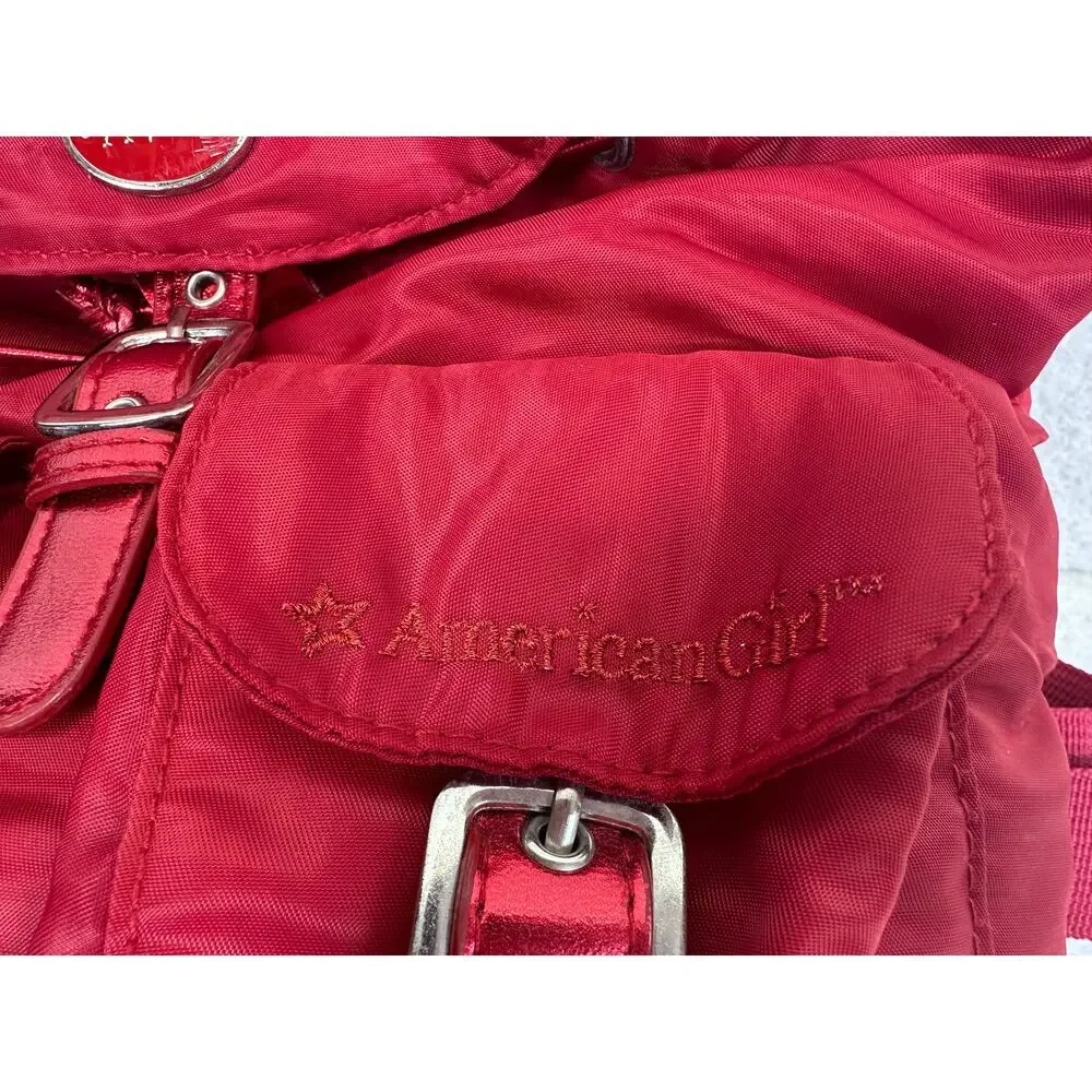 American Girl Branded Mini Red Nylon Backpack Silver Star Embroidery Kidcore Y2K